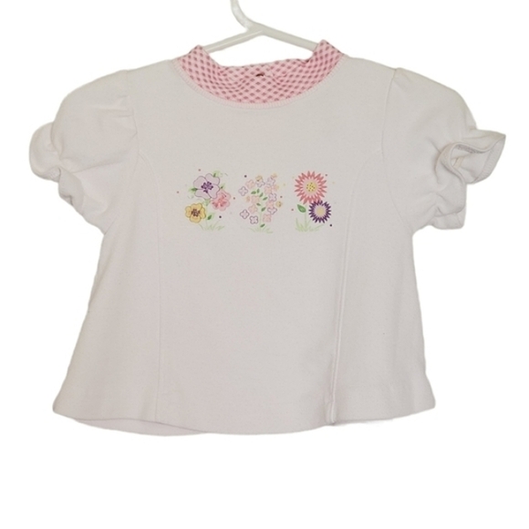 K1086 * Bright Future Floral Puff Sleeve Top White Pink Size 6/9M - Picture 1 of 6